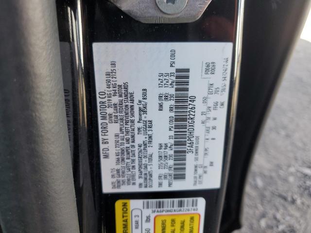 3FA6P0HDXGR226740 - 2016 FORD FUSION SE BLACK photo 12