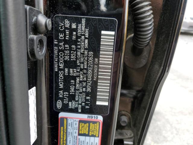 3KPA24AB8KE200639 - 2019 KIA RIO S BLACK photo 12