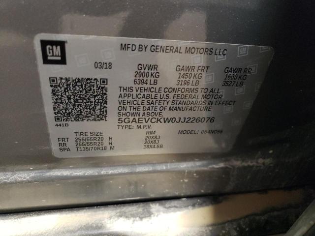 5GAEVCKW0JJ226076 - 2018 BUICK ENCLAVE AVENIR GOLD photo 12