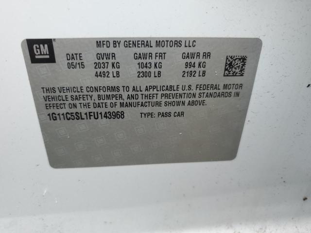 1G11C5SL1FU143968 - 2015 CHEVROLET MALIBU 1LT 白色 照片 12
