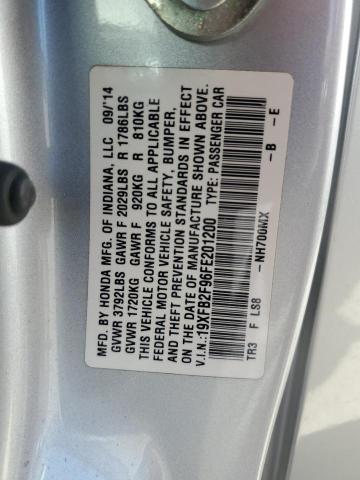 19XFB2F96FE201200 - 2015 HONDA CIVIC EXL SILVER photo 13
