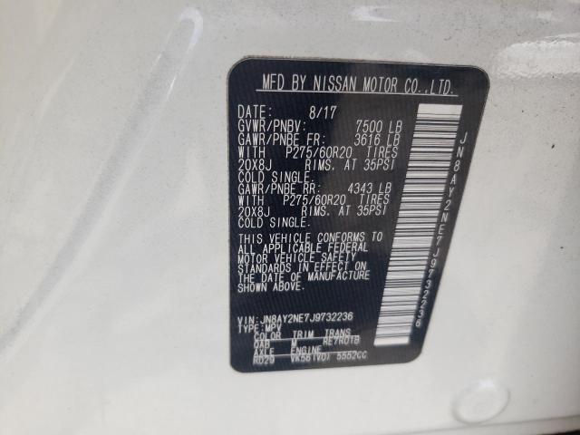 JN8AY2NE7J9732236 - 2018 NISSAN ARMADA PLATINUM WHITE photo 13