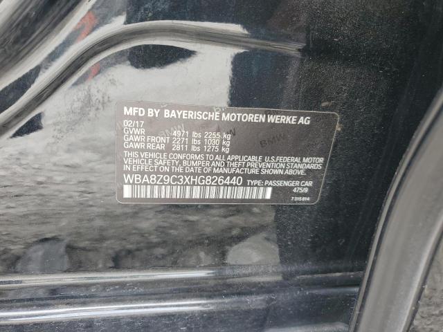 WBA8Z9C3XHG826440 - 2017 BMW 330 XIGT BLACK photo 12