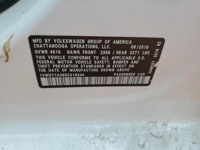 1VWDT7A36HC015040 - 2017 VOLKSWAGEN PASSAT R-LINE Ağ foto 12