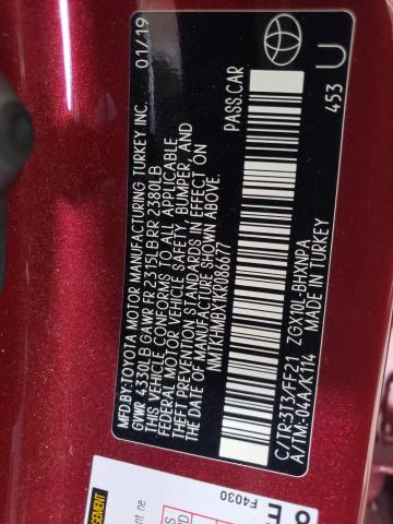 NMTKHMBX1KR086677 - 2019 TOYOTA C-HR XLE RED photo 13