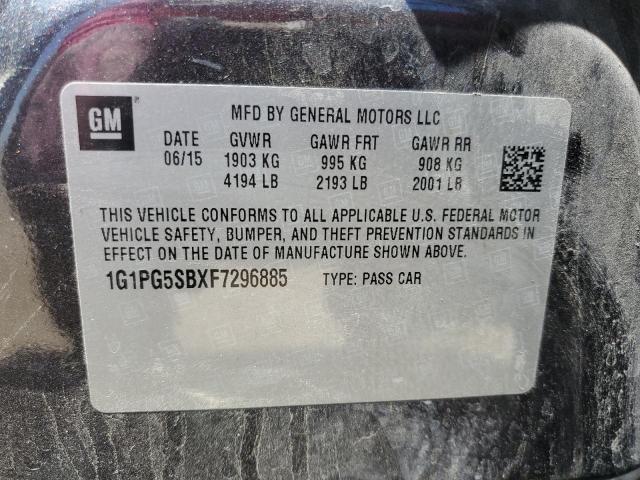 1G1PG5SBXF7296885 - 2015 CHEVROLET CRUZE LTZ GRAY photo 12