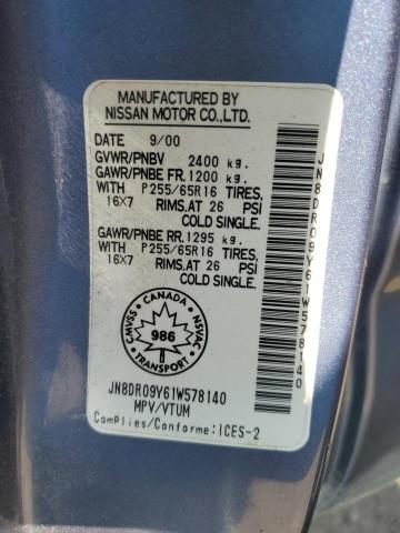 JN8DR09Y61W578140 - 2001 NISSAN PATHFINDER LE 蓝色 照片 13