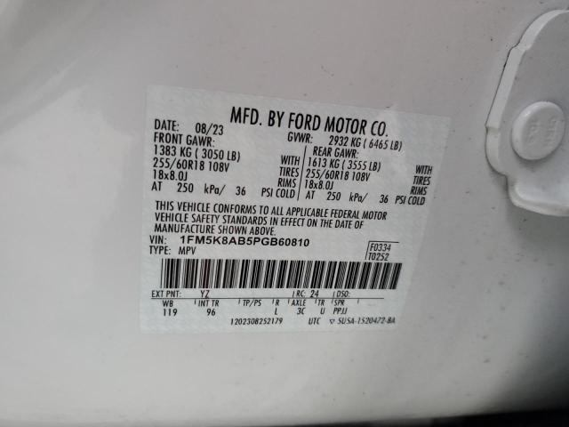 1FM5K8AB5PGB60810 - 2023 FORD EXPLORER POLICE INTERCEPTOR 白色 照片 14