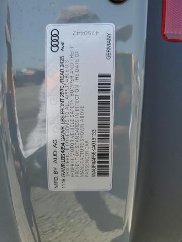 WAUP4AF55KA019133 - 2019 AUDI S5 PREMIUM PLUS ვერცხლისფერი ფოტო 12