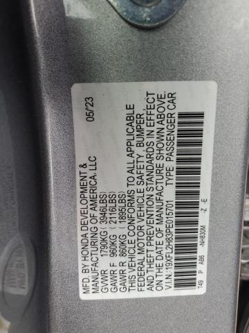 19XFL2H83PE015701 - 2023 HONDA CIVIC SPORT SILVER photo 12