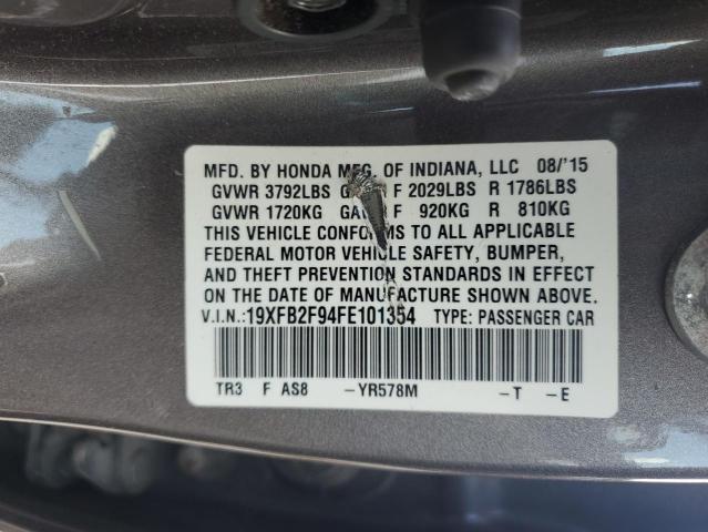 19XFB2F94FE101354 - 2015 HONDA CIVIC EXL BROWN photo 12