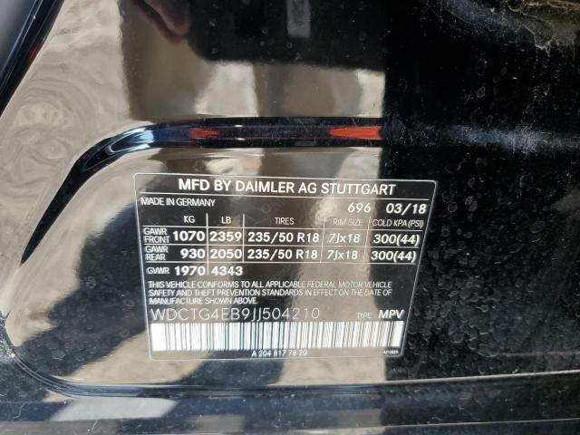 WDCTG4EB9JJ504210 - 2018 MERCEDES-BENZ GLA 250 Noir photo 13