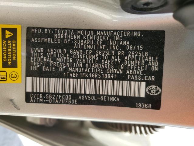 4T4BF1FK1GR518841 - 2016 TOYOTA CAMRY LE Braun Foto 13