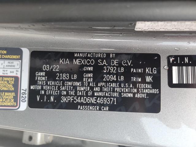 3KPF54AD6NE469371 - 2022 KIA FORTE GT LINE GRAY photo 12