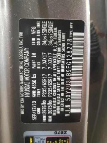 5XYZU3LB9EG128278 - 2014 HYUNDAI SANTA FE S Gris foto 14