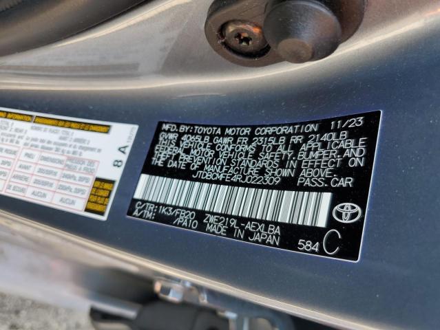 JTDBCMFE4RJ022309 - 2024 TOYOTA COROLLA LE BLUE photo 12