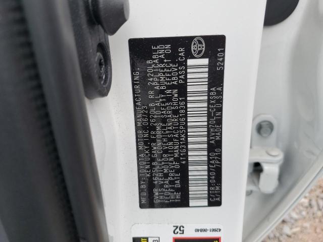 4T1G31AK5PU618361 - 2023 TOYOTA CAMRY SE NIGHT SHADE WHITE photo 12