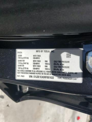 5YJ3E1EA5RF861632 - 2024 TESLA MODEL 3 Gris foto 12