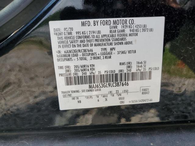 MAJ6S3GL9LC387646 - 2020 FORD ECOSPORT SE შავი ფოტო 13