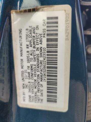 1Y1SK52862Z423310 - 2002 CHEVROLET GEO PRIZM BASE BLUE photo 12