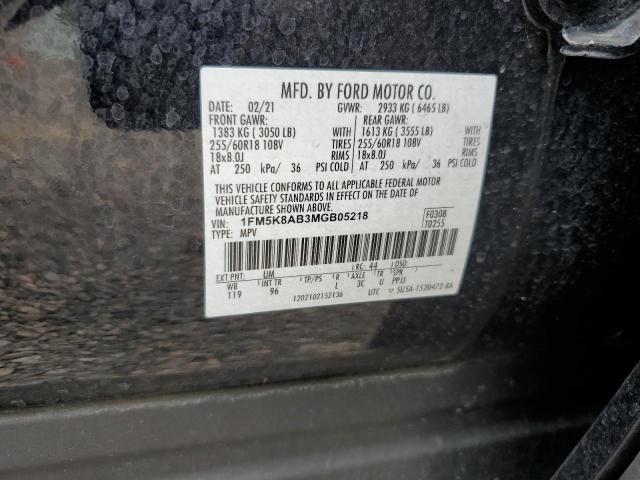 1FM5K8AB3MGB05218 - 2021 FORD EXPLORER POLICE INTERCEPTOR 黑色 照片 12