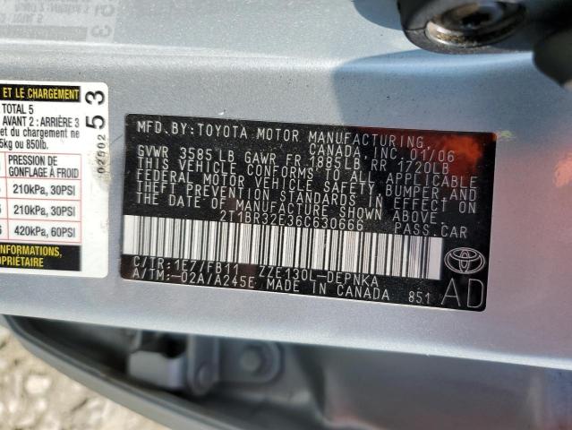 2T1BR32E36C630666 - 2006 TOYOTA COROLLA CE SILVER photo 13