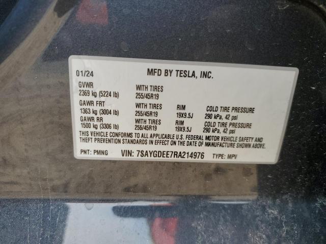 7SAYGDEE7RA214976 - 2024 TESLA MODEL Y GRAY photo 13