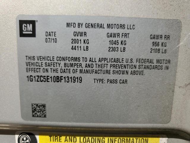 1G1ZC5E10BF131919 - 2011 CHEVROLET MALIBU 1LT 金色 照片 12