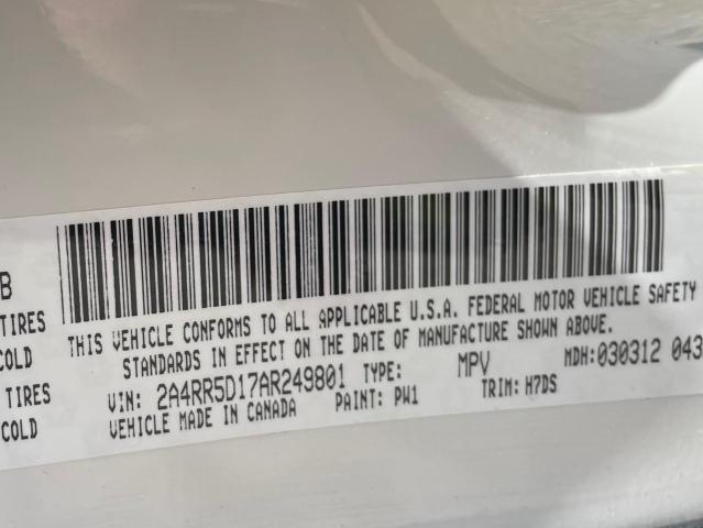 2A4RR5D17AR249801 - 2010 CHRYSLER TOWN & COU TOURING WHITE photo 10