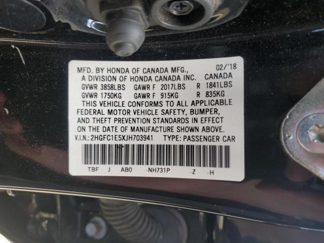 2HGFC1E5XJH703941 - 2018 HONDA CIVIC SI BLACK photo 12