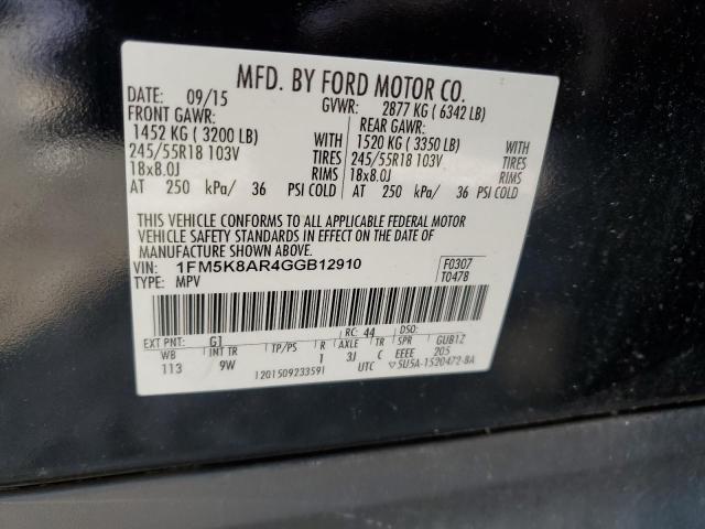 1FM5K8AR4GGB12910 - 2016 FORD EXPLORER POLICE INTERCEPTOR 双色 照片 12