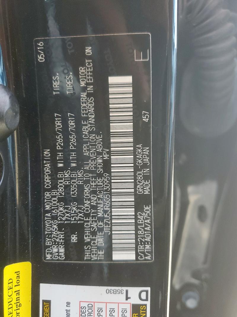 JTEZU5JR6G5130959 - 2016 TOYOTA 4RUNNER SR5 黑色 照片 13