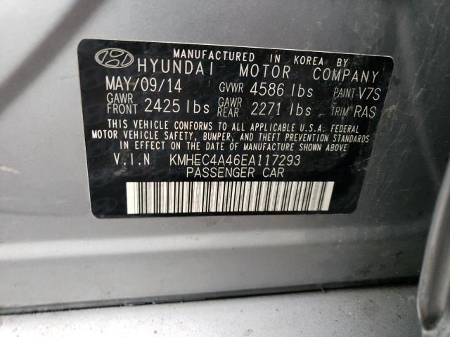 KMHEC4A46EA117293 - 2014 HYUNDAI SONATA HYBRID GRAY photo 12