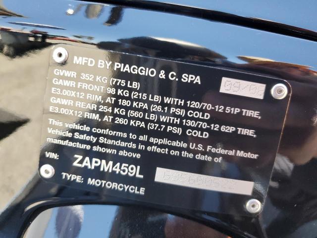 ZAPM459L695600522 - 2009 VESPA GTS 250 BLACK photo 10