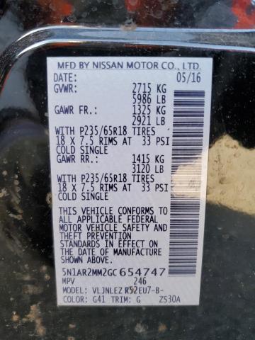 5N1AR2MM2GC654747 - 2016 NISSAN PATHFINDER S BLACK photo 10