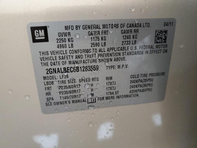 2GNALBEC6B1283559 - 2011 CHEVROLET EQUINOX LS TAN photo 13