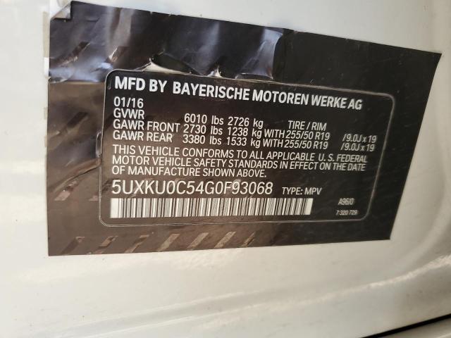 5UXKU0C54G0F93068 - 2016 BMW X6 SDRIVE35I WHITE photo 12