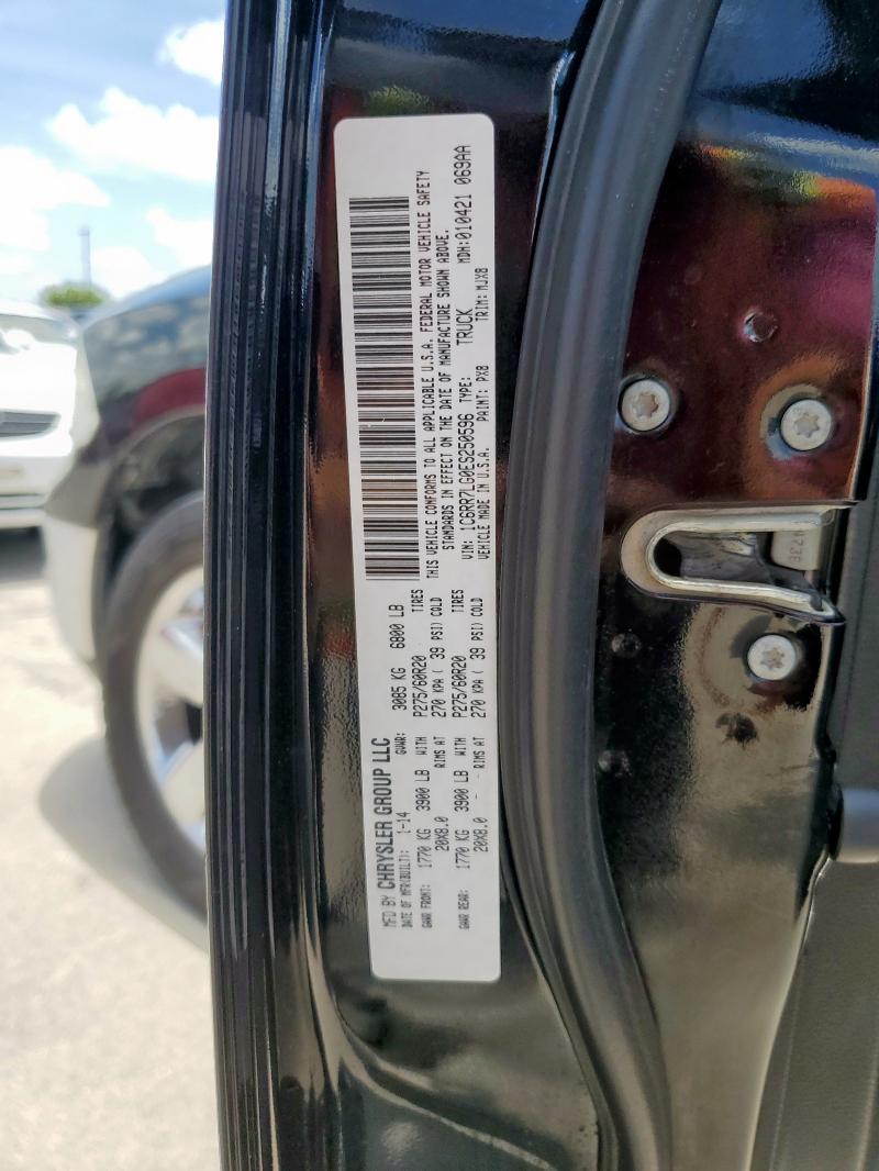 1C6RR7LG0ES250596 - 2014 RAM 1500 SLT BLACK photo 12