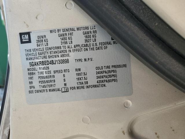 5GAKRBED4BJ130898 - 2011 BUICK ENCLAVE CXL BEIGE photo 13