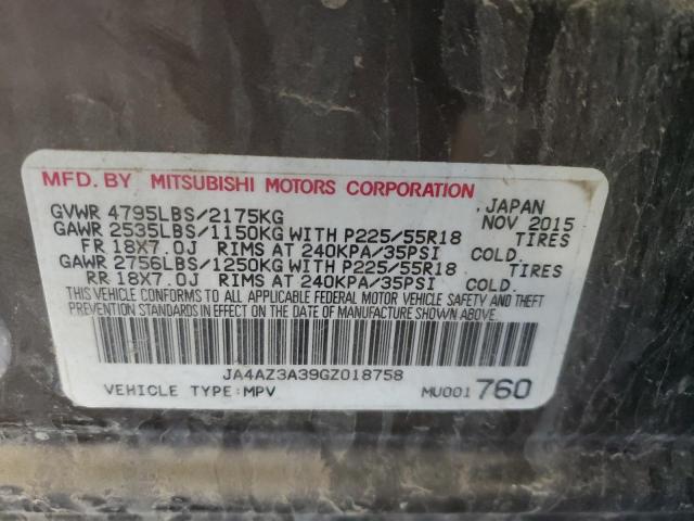 JA4AZ3A39GZ018758 - 2016 MITSUBISHI OUTLANDER SE BROWN photo 13