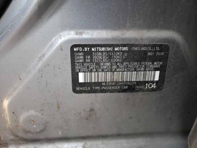 ML32F4FJ0HHF06039 - 2017 MITSUBISHI MIRAGE G4 SE SILVER photo 12