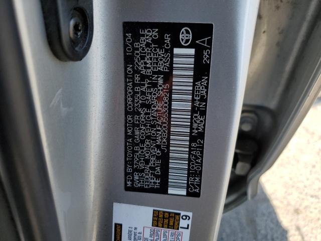 JTDKB20U553008215 - 2005 TOYOTA PRIUS SILVER photo 12