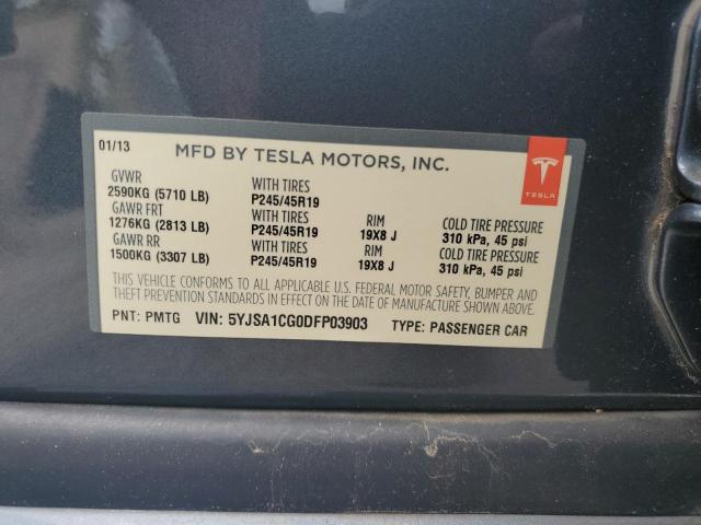 5YJSA1CG0DFP03903 - 2013 TESLA MODEL S ნაცრისფერი ფოტო 12