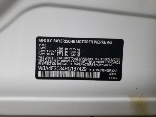 WBA4E3C34HG187429 - 2017 BMW 440I GRAN COUPE WHITE photo 12