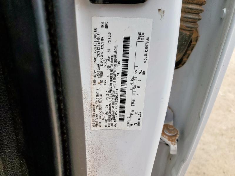 1FT7W2B66KED93681 - 2019 FORD F250 SUPER DUTY Biały zdjęcie 12