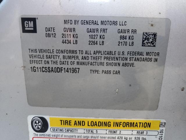 1G11C5SA0DF141967 - 2013 CHEVROLET MALIBU 1LT SILVER photo 12