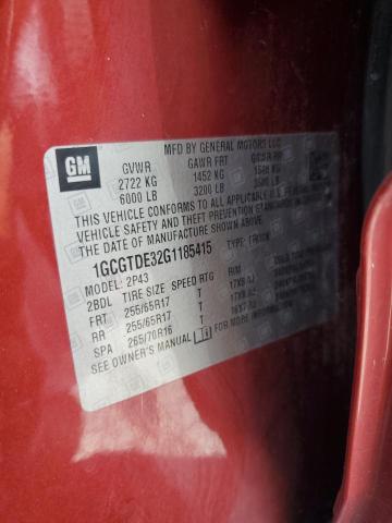 1GCGTDE32G1185415 - 2016 CHEVROLET COLORADO Z71 RED photo 12