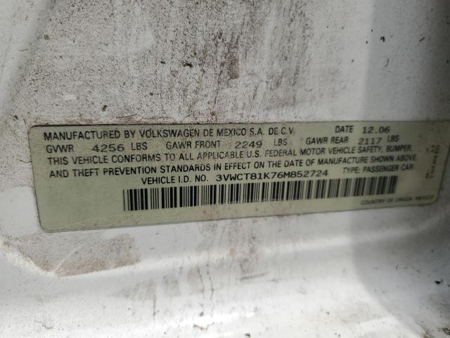 3VWCT81K76M852724 - 2006 VOLKSWAGEN JETTA TDI WHITE photo 12