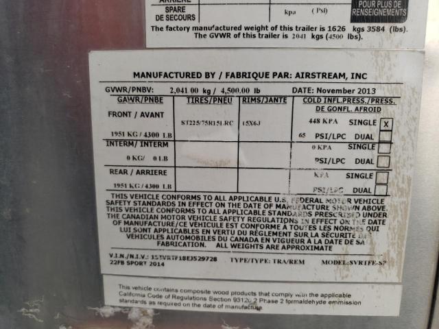 1STVRTF18EJ529728 - 2014 AIRS TRAVELTRAI 银色 照片 10