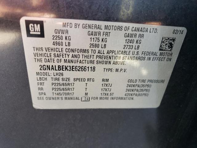 2GNALBEK3E6266118 - 2014 CHEVROLET EQUINOX LT GRAY photo 13